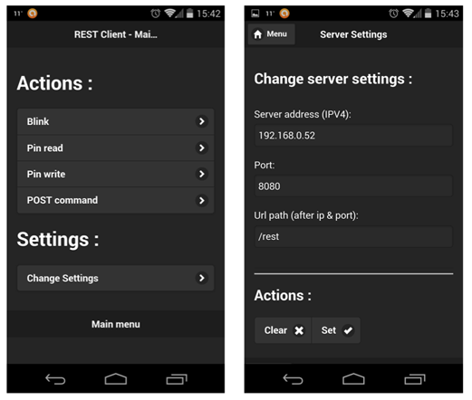 Client jQuery Mobile : Menu principal de l’application et page de réglage